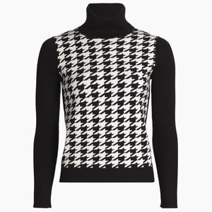 Toccin Morgan Black & White Houndstooth Turtleneck Sweater Size XL NWT